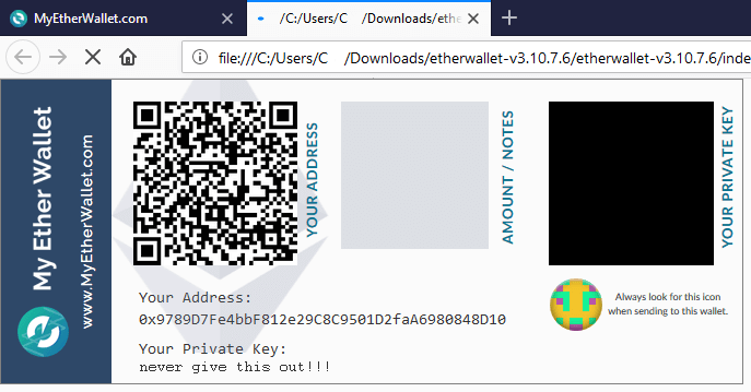 ethereum paper wallet offline